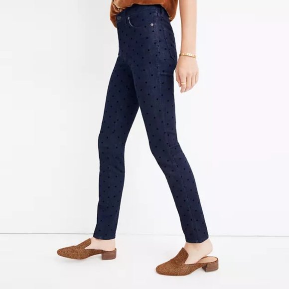 Madewell Denim - Madewell 9" High Rise Skinny Jeans Flocked Polka Dots Edition 27